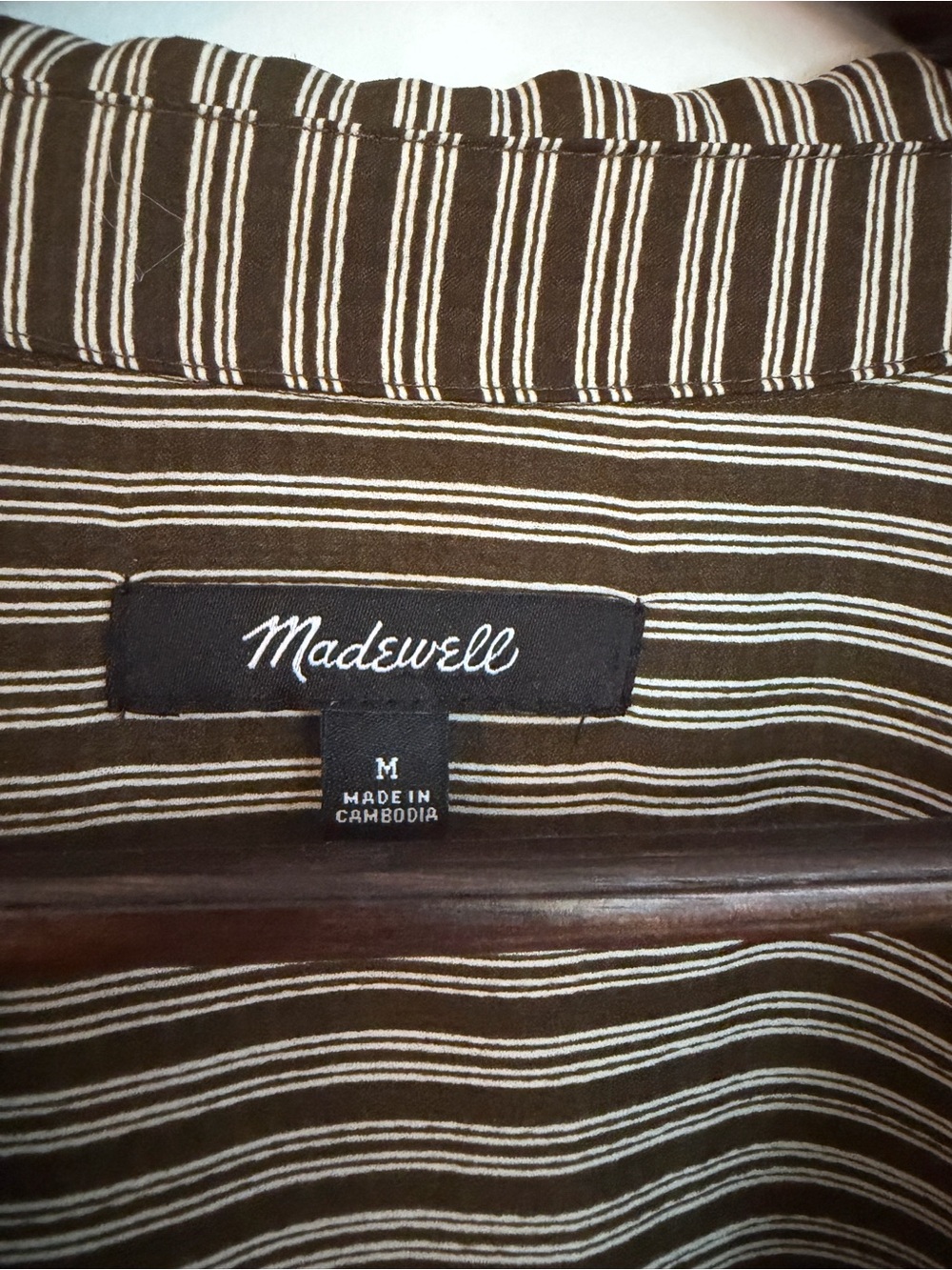 Madewell Brown and Cream Striped Women's Button-Up Top